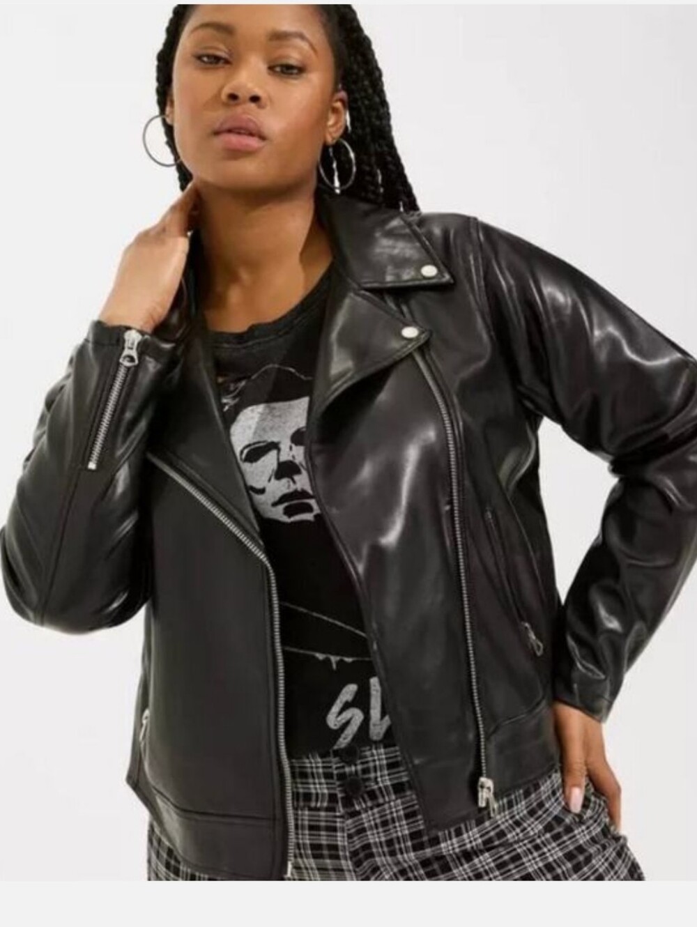 Torrid Black Faux Leather Moto Jacket with Silver Hardware